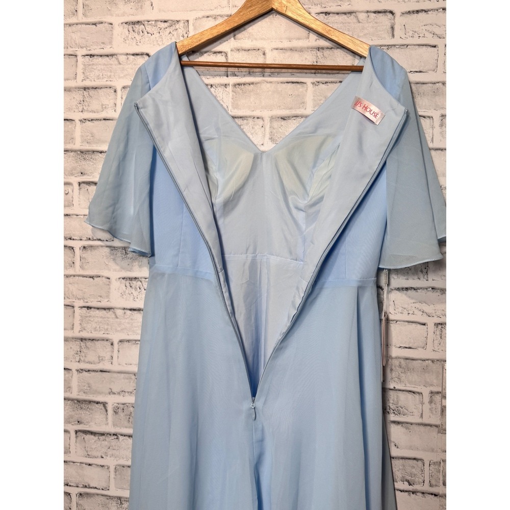JJ's House Sky Blue Bridesmaid Dress Flutter Sleeve Cocktail Party US 10 - Picture 8 of 11